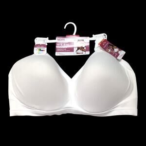 Olga No Side Effects Wire Free Bra Womens Plus Size‎ 3X White Wireless NEW NWT